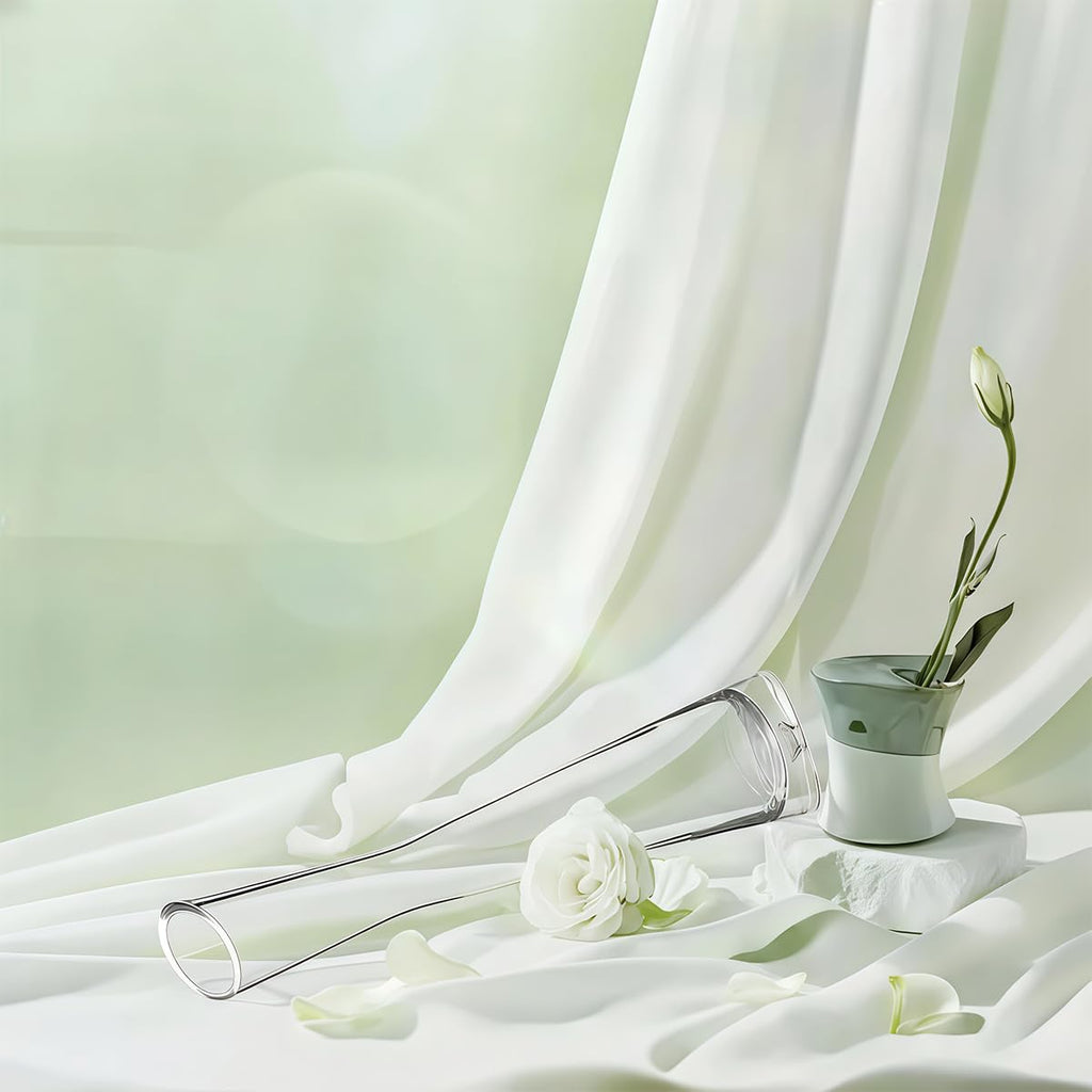 UPSTORE Hand-Made Blown Art Bud Glass Vase, Clear Glass, Single Stem, Decorative, Home & Office