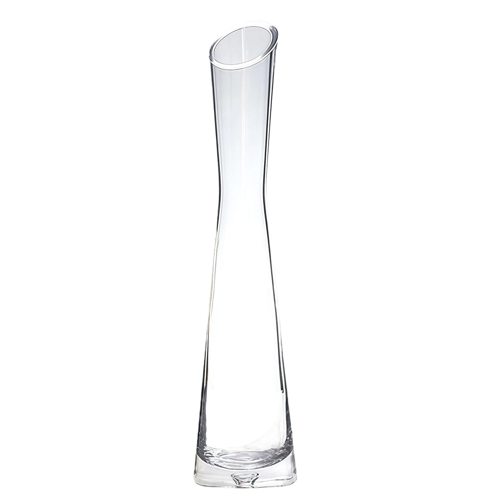 UPSTORE Hand-Made Blown Art Bud Glass Vase, Clear Glass, Single Stem, Decorative, Home & Office