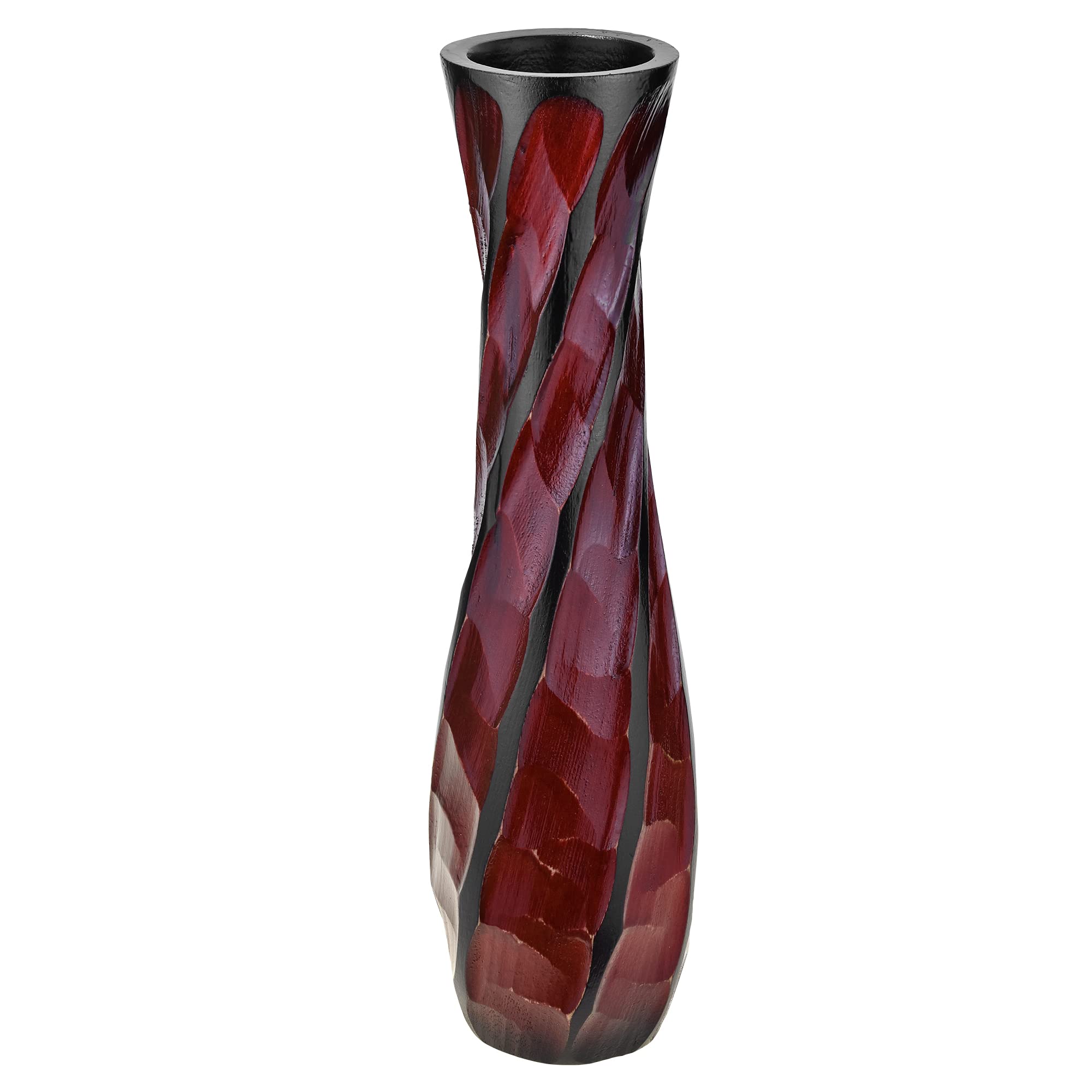 AeraVida Beautifully Hand Carved Etched Mango Tree Wood Vase | 14 inch | Classic Flower Vase | Mango Tree Wood Flower Vase