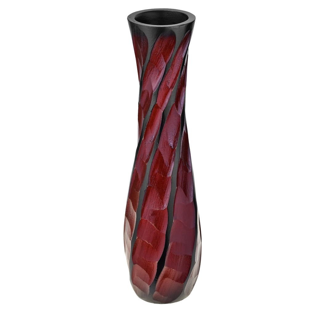 AeraVida Beautifully Hand Carved Etched Mango Tree Wood Vase | 14 inch | Classic Flower Vase | Mango Tree Wood Flower Vase