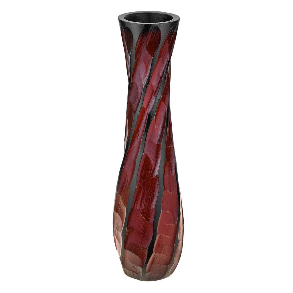 AeraVida Beautifully Hand Carved Etched Mango Tree Wood Vase | 14 inch | Classic Flower Vase | Mango Tree Wood Flower Vase