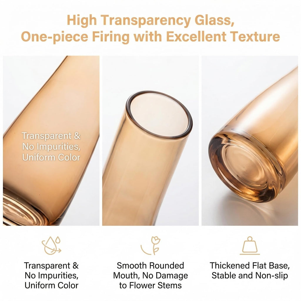 Glass Single Bud Vase Hand-Made Blown Small Flower Vase Single Stem Vases Mini Cute Decorative Bud Floral Vase Narrow Neck Vase