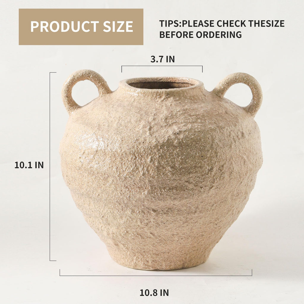 Uiddo Ceramic Flower Vase, Large Farmhouse Vases Home Decor, Handmade Rustic Vase with Handles