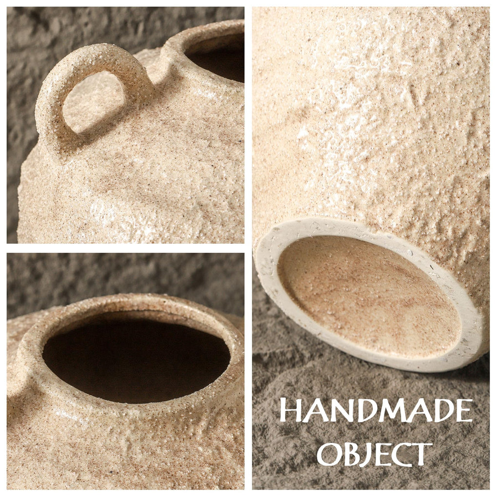 Uiddo Ceramic Flower Vase, Large Farmhouse Vases Home Decor, Handmade Rustic Vase with Handles