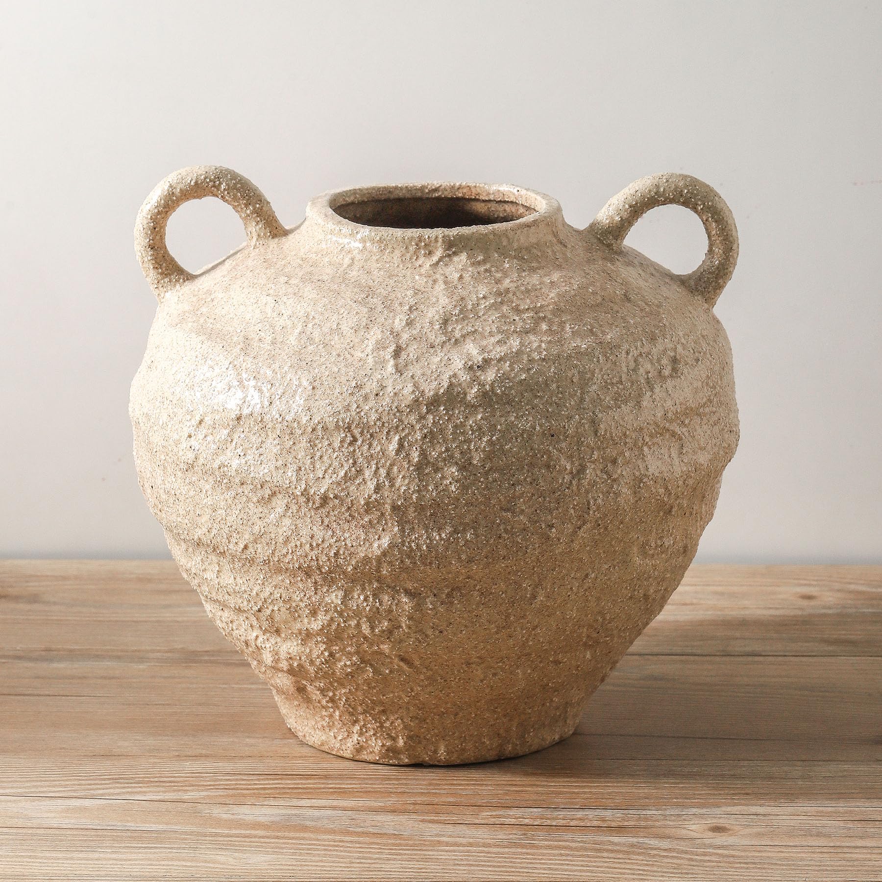 Uiddo Ceramic Flower Vase, Large Farmhouse Vases Home Decor, Handmade Rustic Vase with Handles, Decorative Flower Vase for Home Entryway Living Room Dining Table Farmhouse Office Decor(10.1inch)